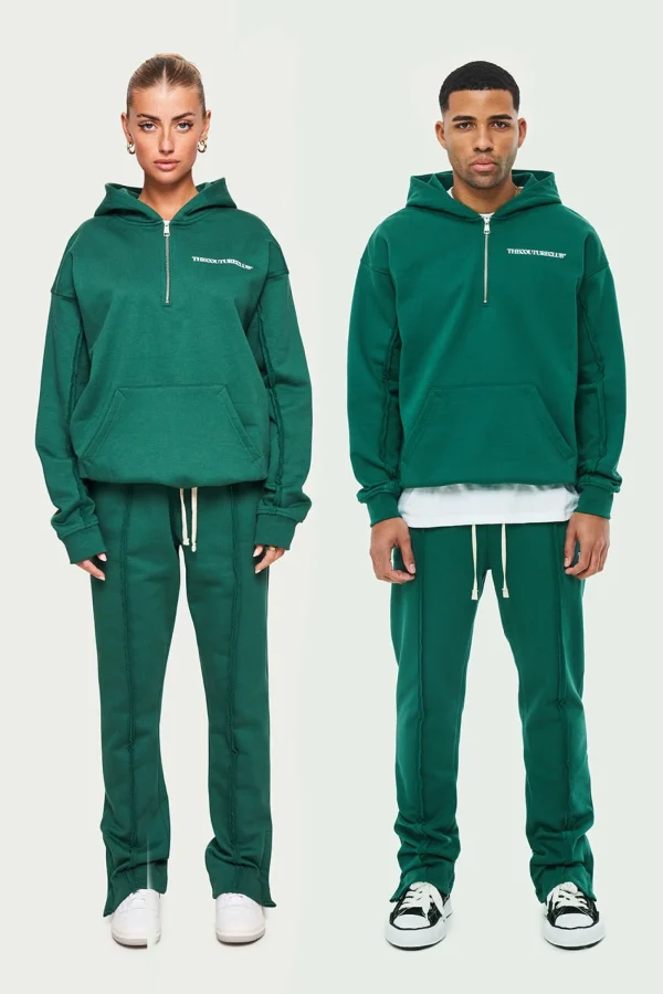 The Couture Club Tracksuits-Raw Seam Quarter Zip Hoodie