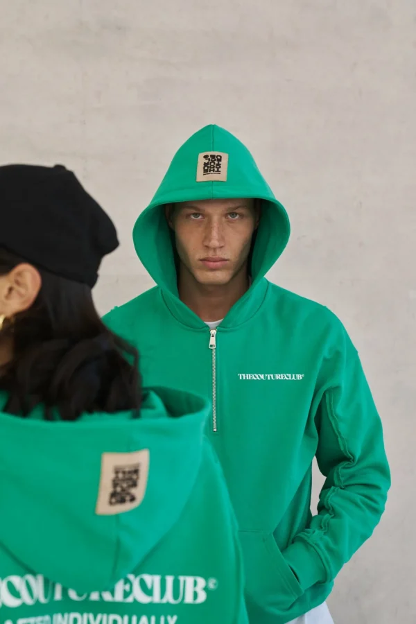 The Couture Club Hoodies-Raw Seam Quarter Zip Hoodie