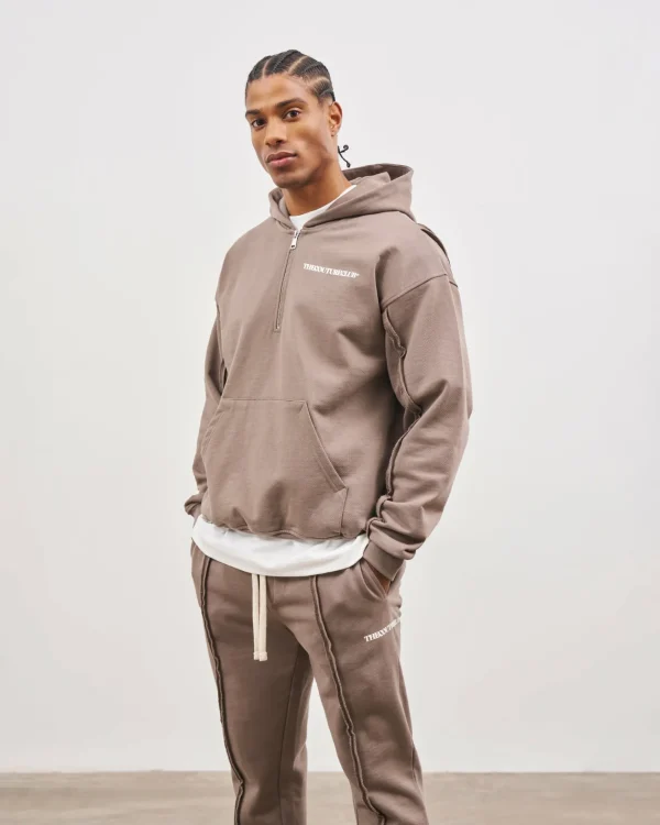 The Couture Club Tracksuits-Raw Seam Quarter Zip Hoodie