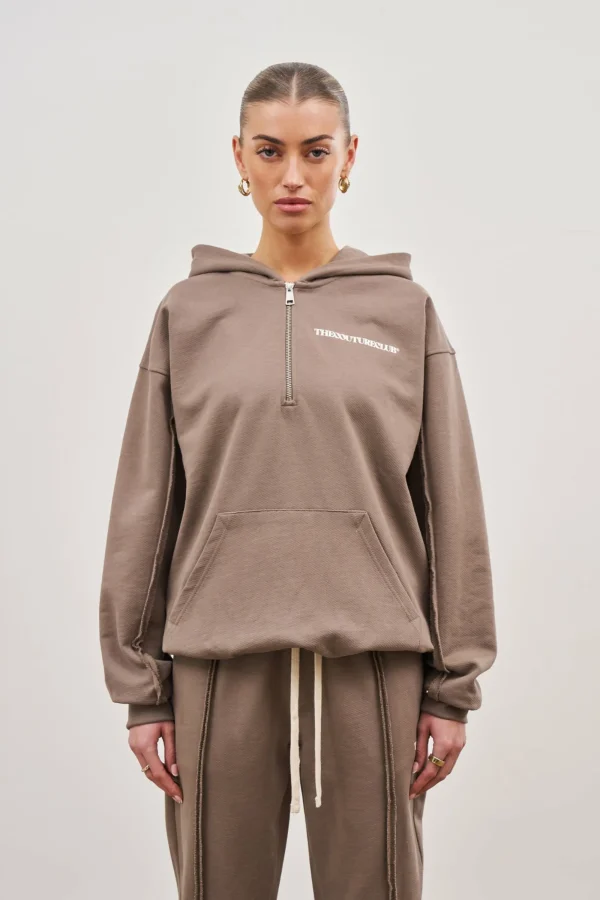 The Couture Club Tracksuits-Raw Seam Quarter Zip Hoodie