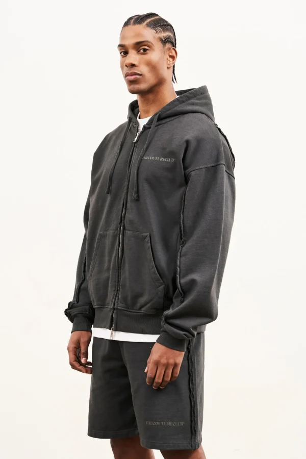 The Couture Club Twinsets-Raw Seam Zip Through Hoodie