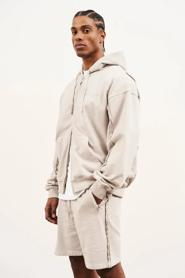 The Couture Club Twinsets-Raw Seam Zip Through Hoodie