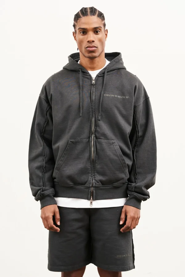 The Couture Club Twinsets-Raw Seam Zip Through Hoodie
