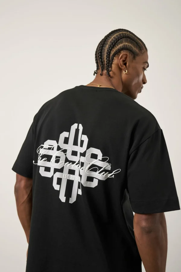The Couture Club T-Shirts-Repeat Emblem Script Relaxed T-Shirt