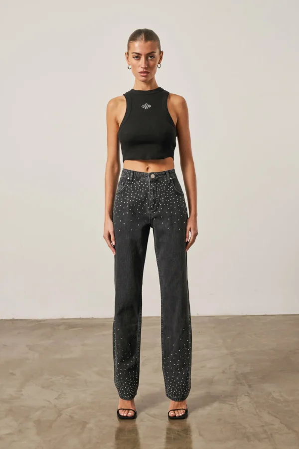 The Couture Club Tops-Rhinestone Emblem Sculpting Vest