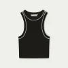 The Couture Club Tops-Rib Piped Racer Crop Top