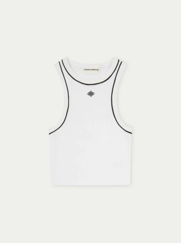The Couture Club Tops-Rib Piped Racer Crop Top