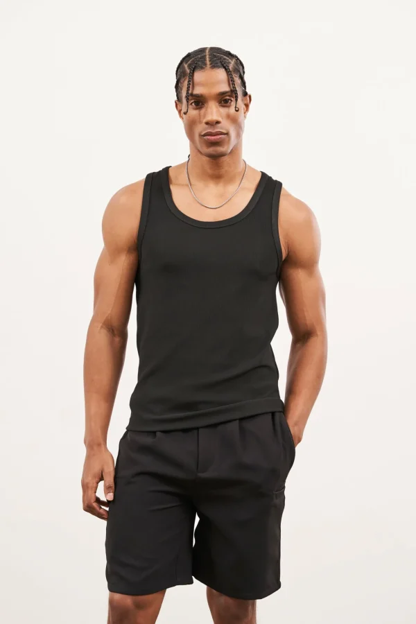 The Couture Club T-Shirts-Rib Textured Vest
