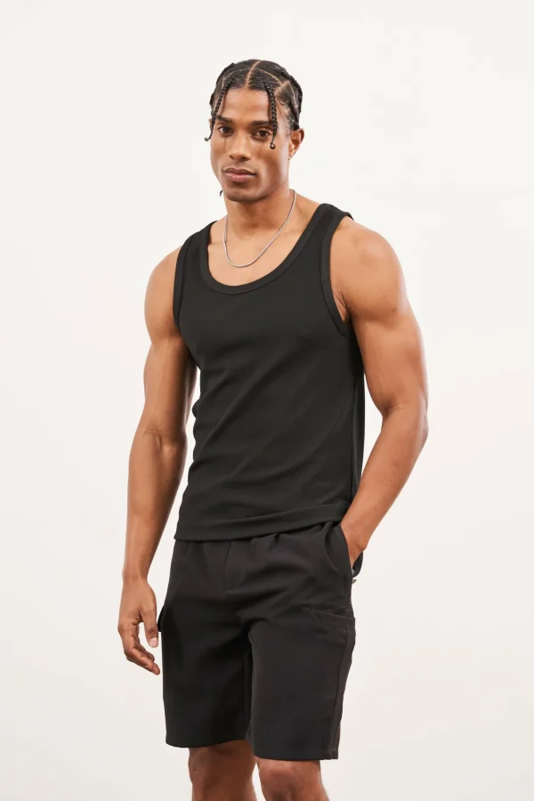 The Couture Club T-Shirts-Rib Textured Vest