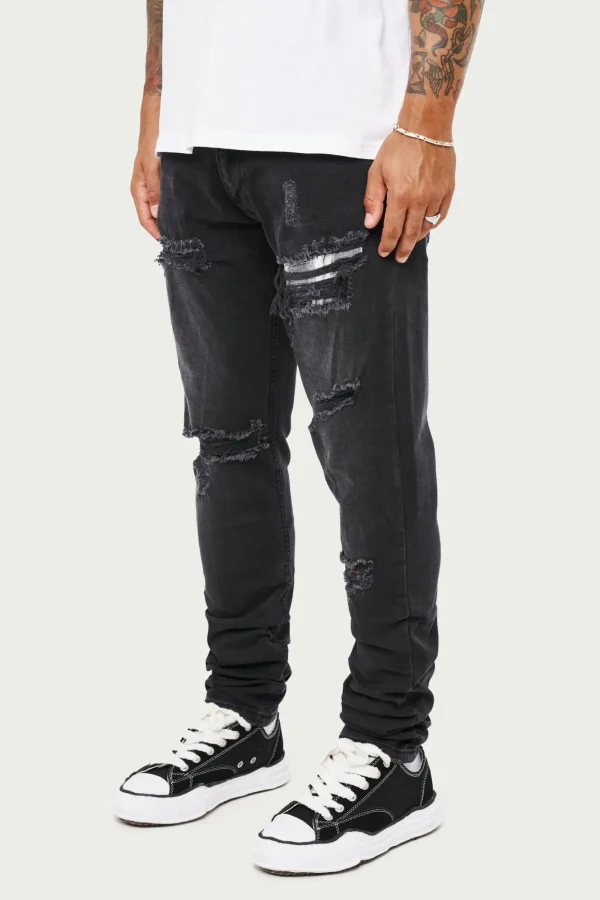 The Couture Club Bottoms-Rip And Repair Stacked Jeans