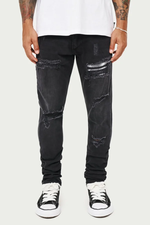 The Couture Club Bottoms-Rip And Repair Stacked Jeans