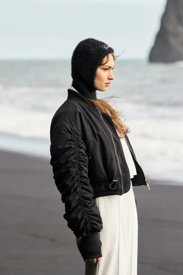 The Couture Club Coats & Jackets-Ruched Detail Peached Bomber Jacket