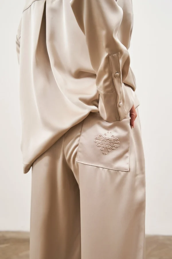The Couture Club Co-Ords & Sets-Satin Emblem Trousers