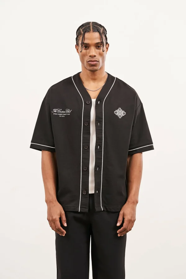 The Couture Club T-Shirts-Script Jersey Baseball Shirt