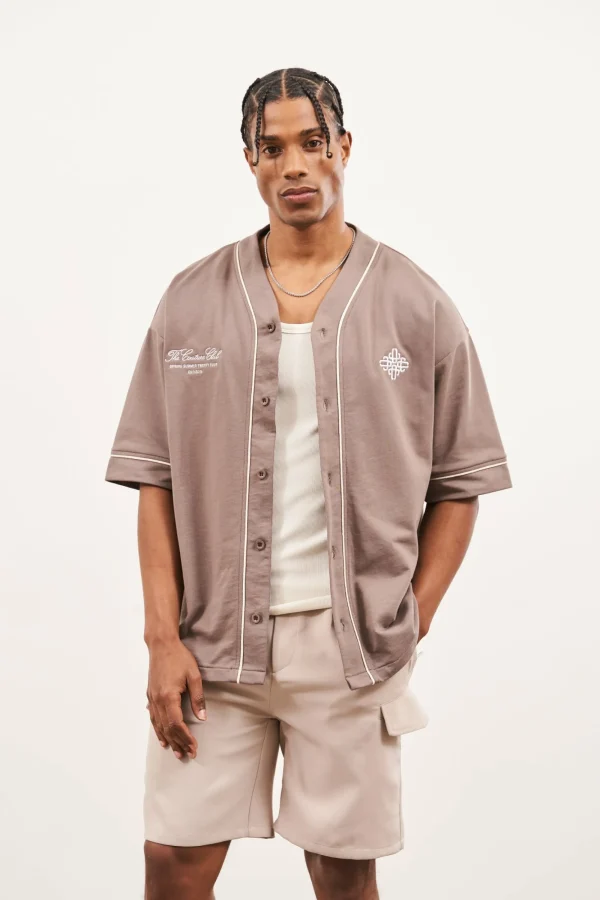 The Couture Club T-Shirts-Script Jersey Baseball Shirt
