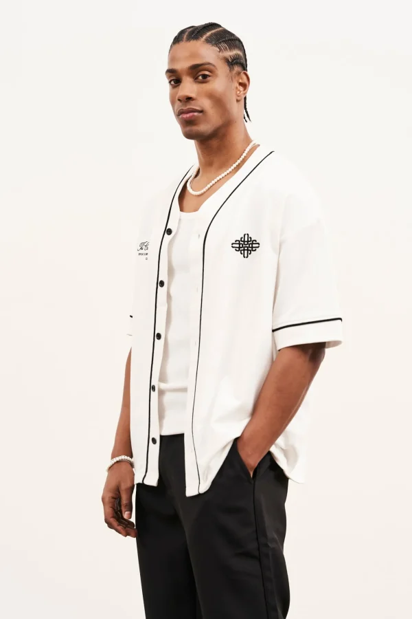 The Couture Club T-Shirts-Script Jersey Baseball Shirt
