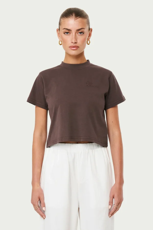 The Couture Club T-Shirts-Script Vintage Cropped T-Shirt