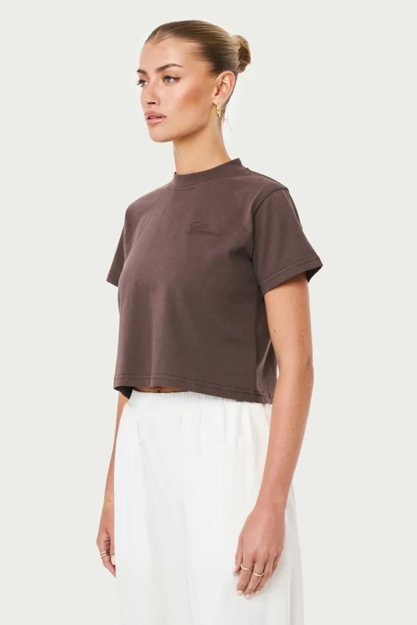 The Couture Club T-Shirts-Script Vintage Cropped T-Shirt