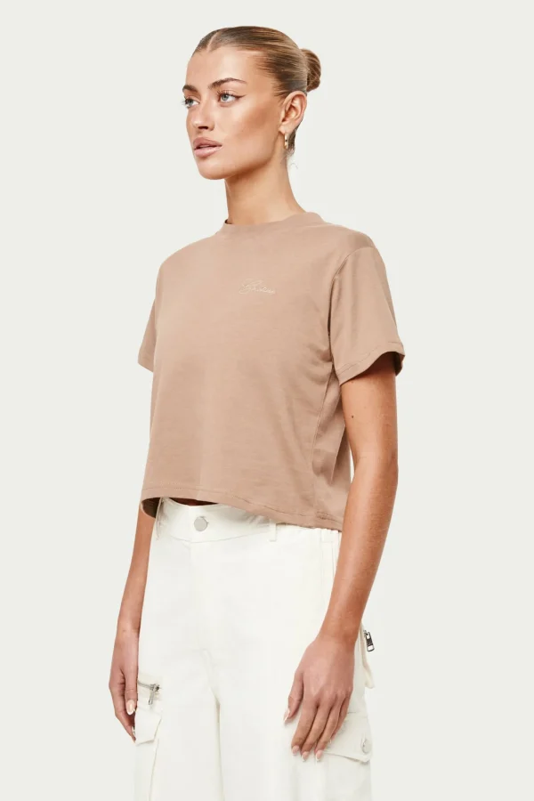 The Couture Club T-Shirts-Script Vintage Cropped T-Shirt