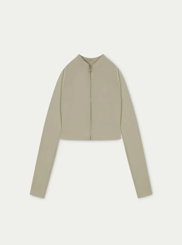 The Couture Club Tops-Sculpting Emblem Zip Through Top