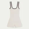 The Couture Club Unitards-Sculpting Stretch Emblem Contrast Piping Unitard