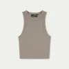 The Couture Club Tops-Sculpting Stretch Emblem Crop Racer
