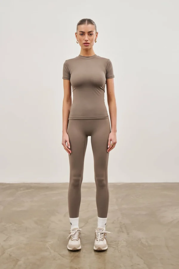 The Couture Club Tops-Sculpting Stretch Emblem Baby Tee