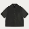 The Couture Club Shirts-Short Sleeve Boxy Leather Shirt