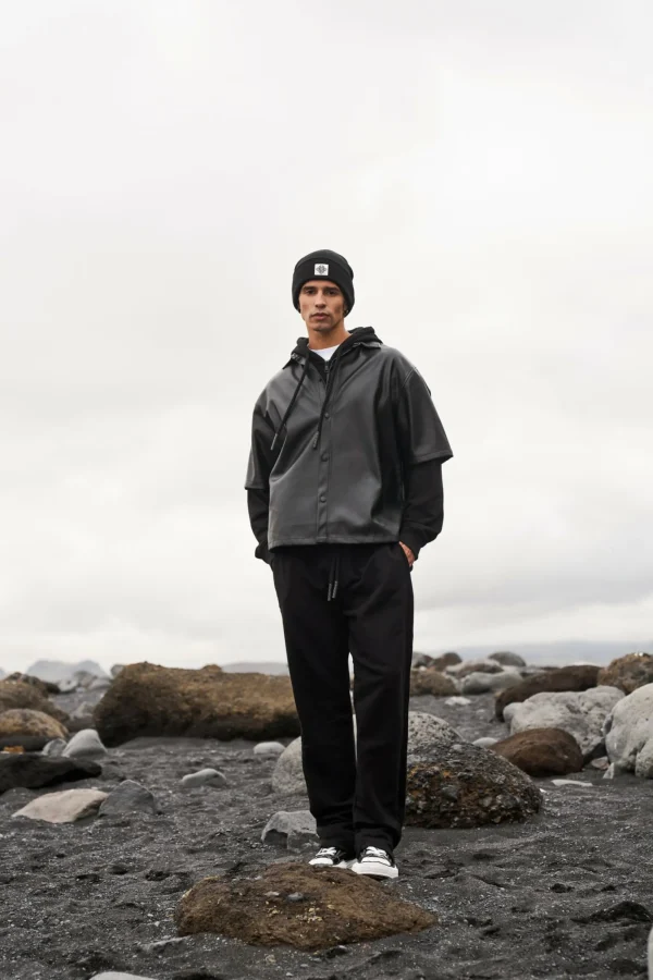 The Couture Club Shirts-Short Sleeve Boxy Leather Shirt
