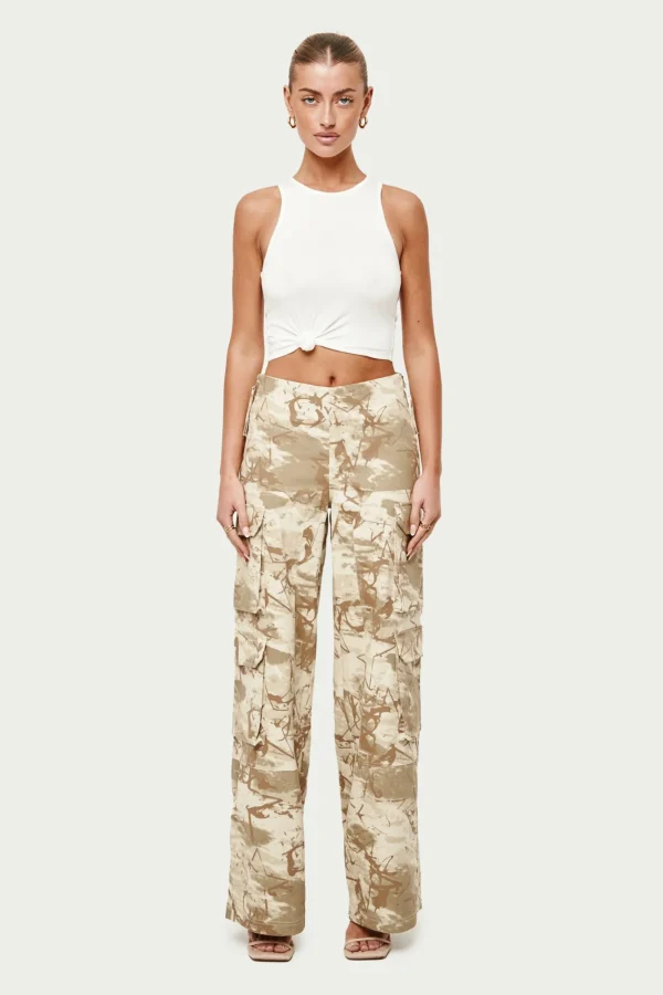 The Couture Club Bottoms-Side Zip Camo Cargo Pants