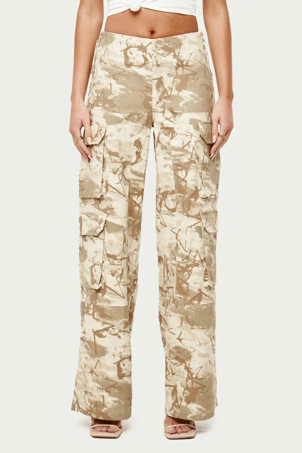 The Couture Club Bottoms-Side Zip Camo Cargo Pants