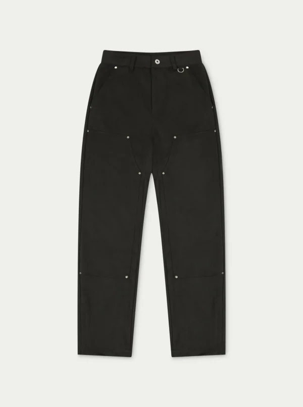 The Couture Club Co-Ords & Sets-Suede Carpenter Straight Leg Trousers