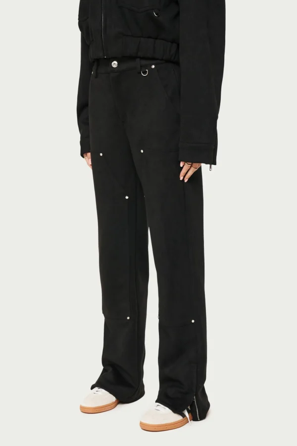 The Couture Club Co-Ords & Sets-Suede Carpenter Straight Leg Trousers