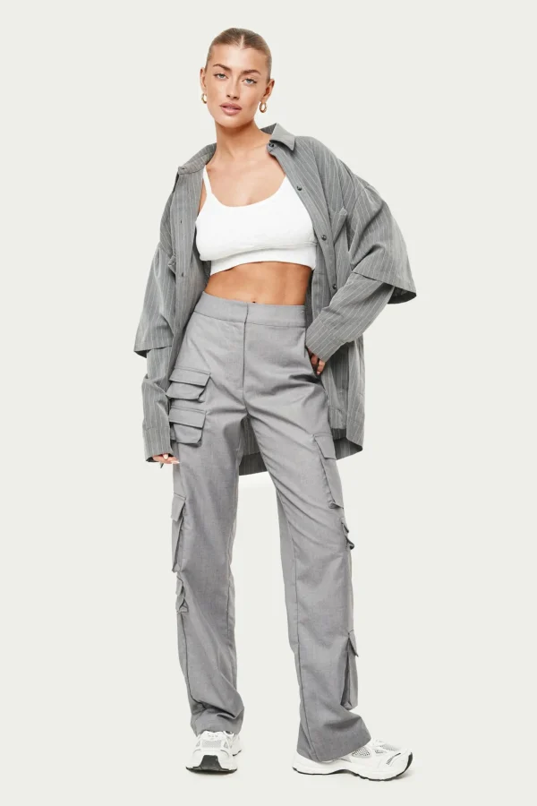 The Couture Club Bottoms-Tailored Multi Pocket Cargo Trouser