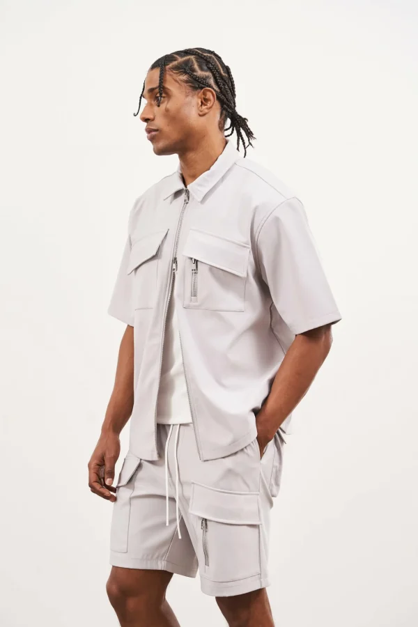 The Couture Club Twinsets-Technical Heavyweight Zip Overshirt