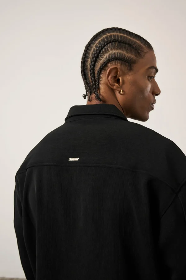 The Couture Club Twinsets-Technical Rib Zip Through Shacket
