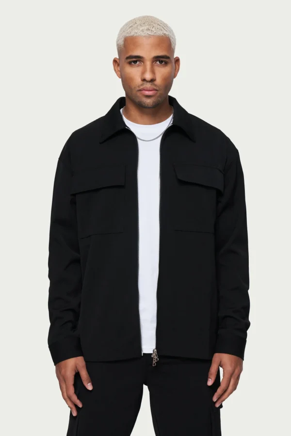 The Couture Club Twinsets-Technical Rib Zip Through Shacket