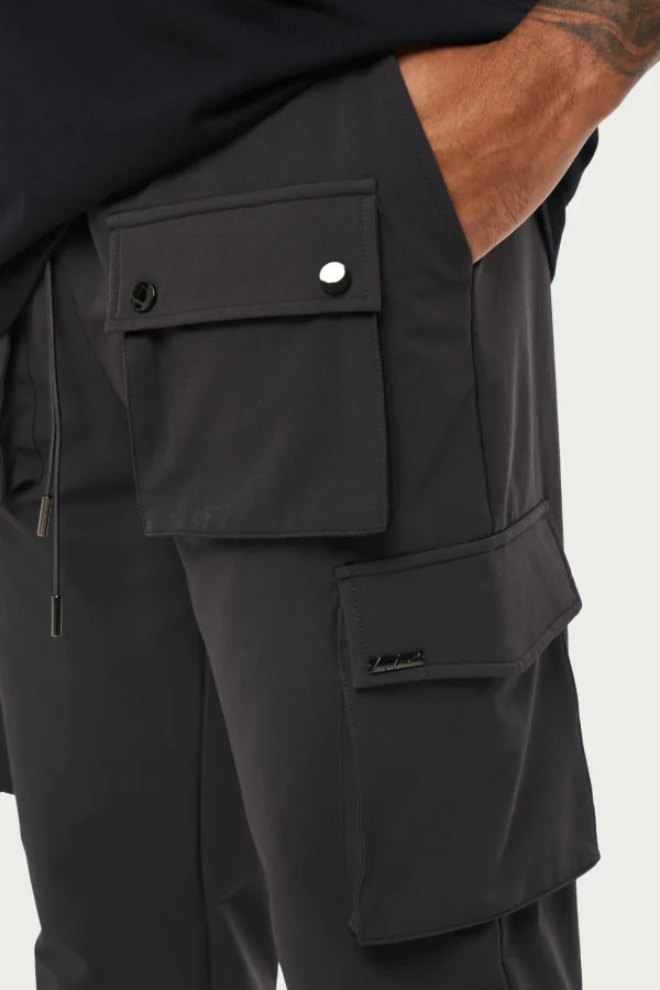The Couture Club Cargo Pants-Technical Stretch Popper Detail Cargo Pants