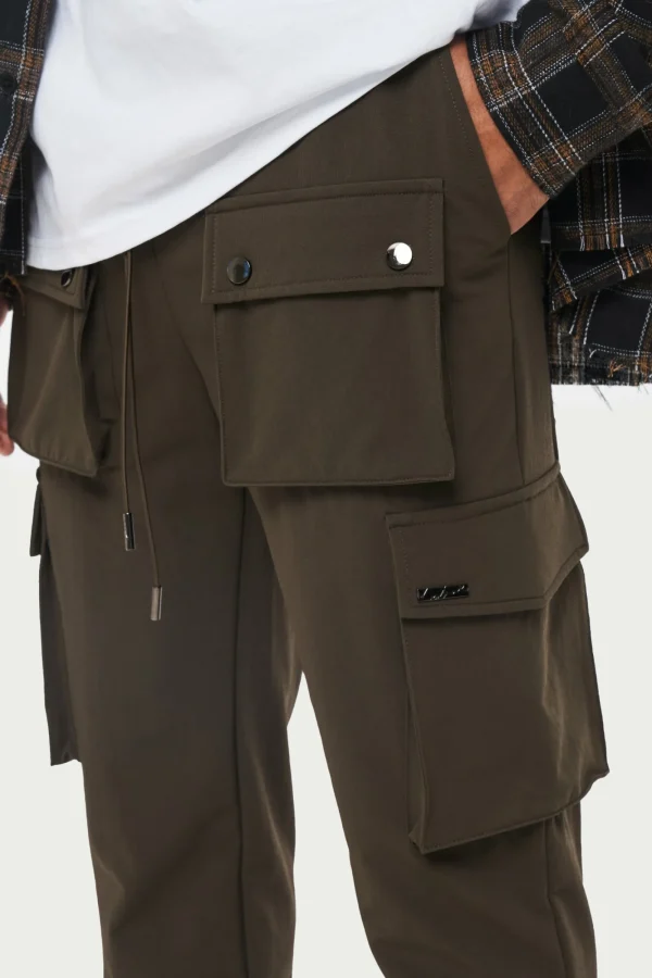 The Couture Club Cargo Pants-Technical Stretch Popper Detail Cargo Pants