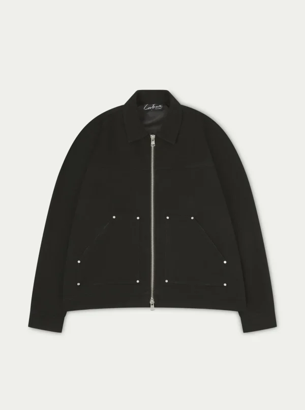 The Couture Club Twinsets-Twill Rivet Detail Carpenter Jacket