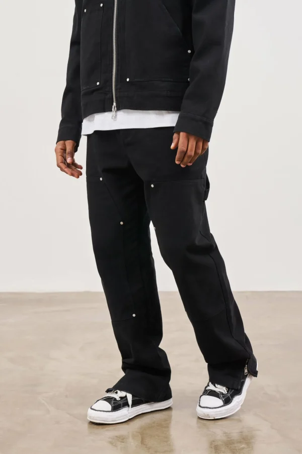 The Couture Club Twinsets-Twill Rivet Detail Carpenter Pant