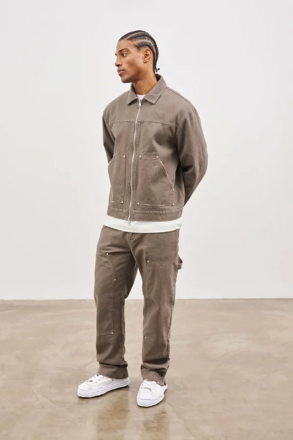 The Couture Club Twinsets-Twill Rivet Detail Carpenter Pant