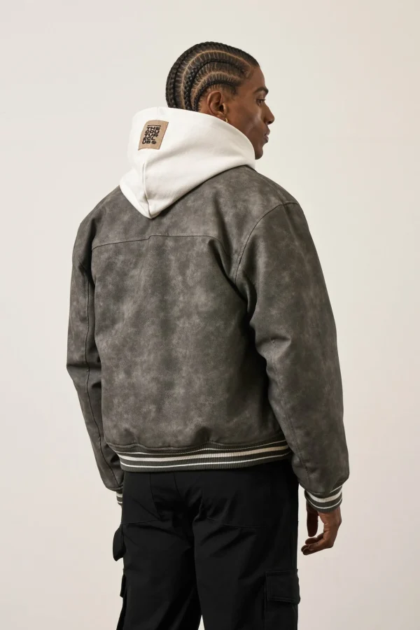 The Couture Club Coats & Jackets-Vintage Look Faux Leather Bomber Jacket