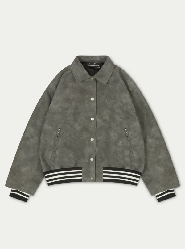 The Couture Club Coats & Jackets-Vintage Look Oversized Faux Leather Bomber