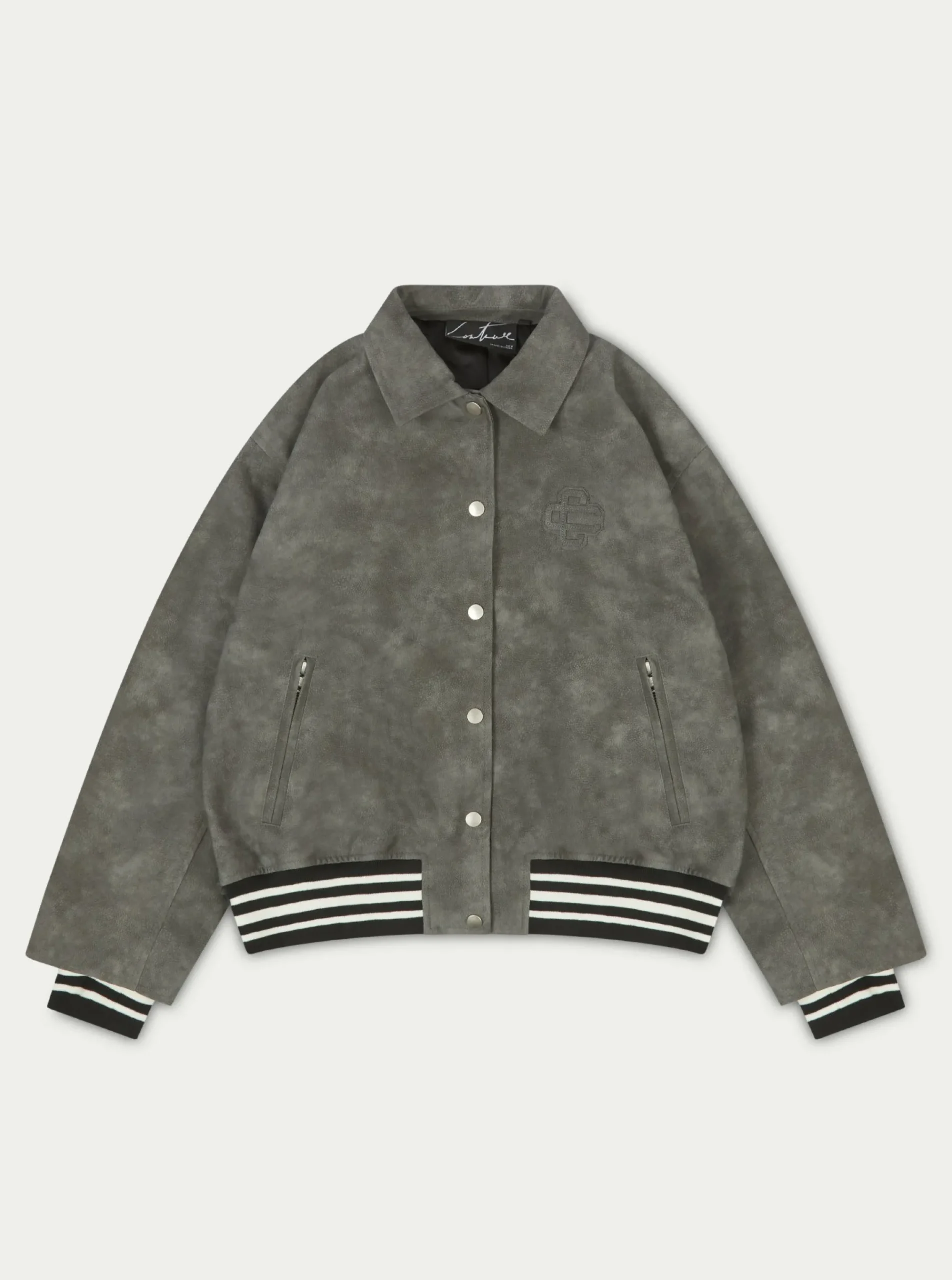 The Couture Club Coats & Jackets-Vintage Look Oversized Faux Leather Bomber