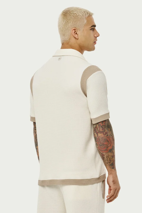 The Couture Club Shirts-Waffle Tonal Textured Shirt