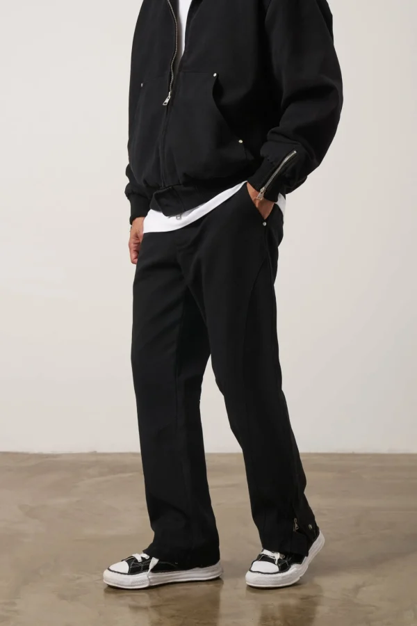 The Couture Club Bottoms-Woven Canvas Distressed Trouser