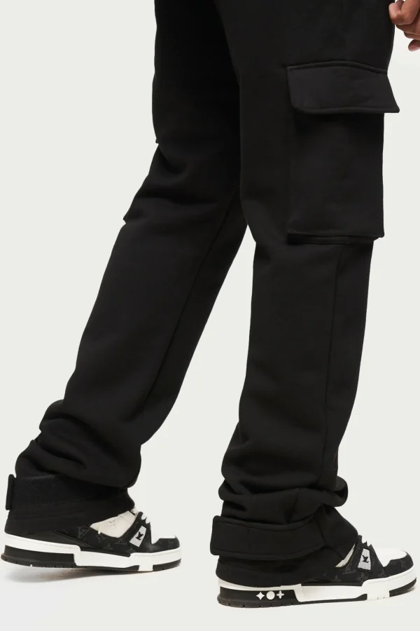 The Couture Club Cargo Pants-Zip Detail Wide Leg Jersey Cargo Joggers
